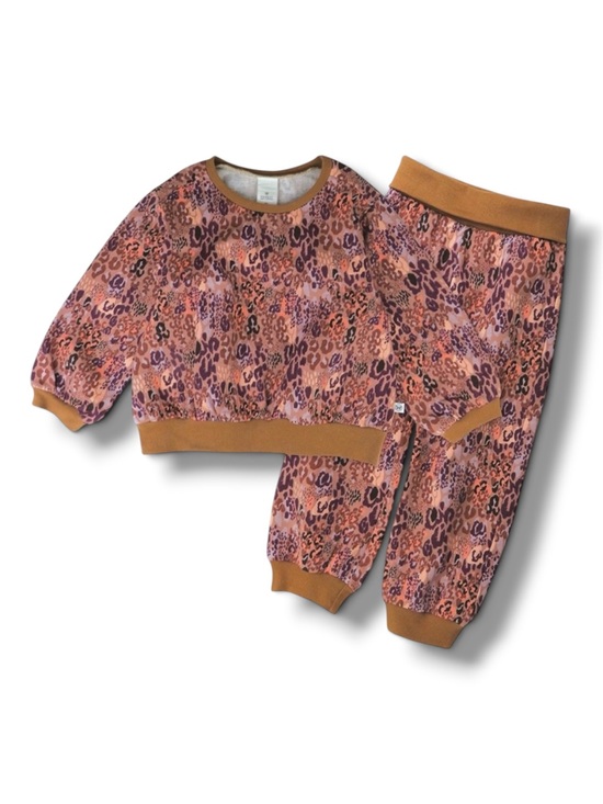 Honest Baby Clothing Other - HonestBaby Clothing Leopard Print Sweatshirt Jogger Set Purple Brown | 24M | NWT